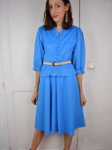 Robe bleue rayures brillantes T.38