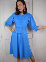 Robe bleue rayures brillantes T.38