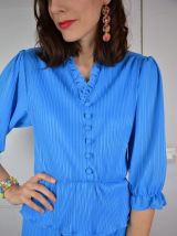 Robe bleue rayures brillantes T.38