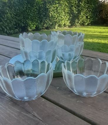 6 coupelles dessert en verre épaisseur, forme corolle