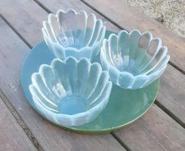 6 coupelles dessert en verre épaisseur, forme corolle
