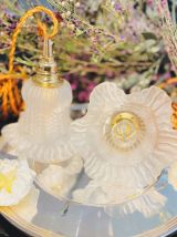 Duo de Lampes baladeuses en verre moulé vintage forme tulipe