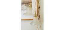 Duo de Lampes baladeuses en verre moulé vintage forme tulipe