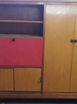 Beau meuble bureau/ bibliothèque/armoire bicolore années 50 