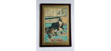 Ukiyo-e estampe encadrée Yoshichika oban tate-e 