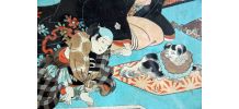 Ukiyo-e estampe encadrée Yoshichika oban tate-e 