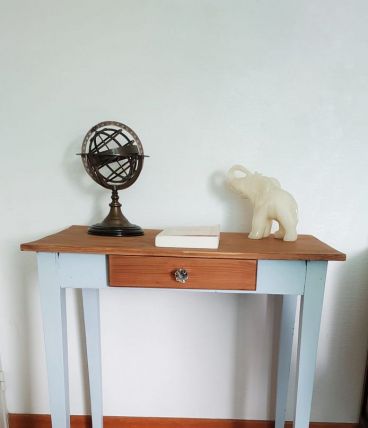 table bureau de ferme bleu glacé