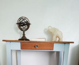 table bureau de ferme bleu glacé