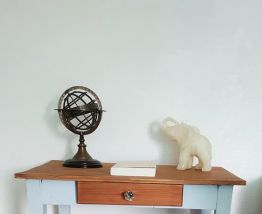 table bureau de ferme bleu glacé