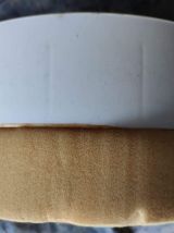 pouf coffre vintage avec tissu chiné laine orange