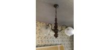 Lustre 3 branches métal et bois 