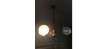 Lustre 3 branches métal et bois 