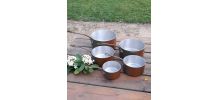 5 casseroles anciennes cuivre et etain