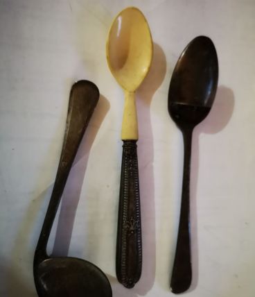 lot 3 cuilleres à sirop Anciennes argentées 2 avec poinçons