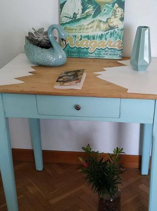 table-bureau de ferme vert mentholé