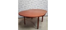 table  style scandinave  1960 a 75   plaquage teck  ronde 12