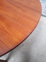 table  style scandinave  1960 a 75   plaquage teck  ronde 12