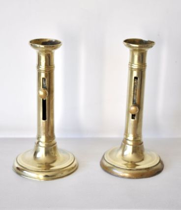 2 bougeoirs en laiton, réglables