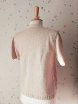 70s cardigan manches courtes laine beige