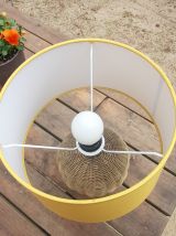 Pied de lampe  à poser, boule en rotin, vintage 
