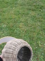 Pied de lampe  à poser, boule en rotin, vintage 