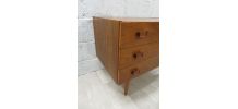 Commode basse scandinave vintage signée Denka en teck, 1960s