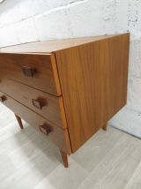 Commode basse scandinave vintage signée Denka en teck, 1960s