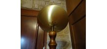Lampadaire halogène bois et laiton H1,80m socle 30cm