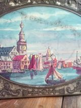 Ancienne boite en tôle lithographiée (décor marine)