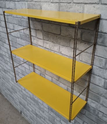 etagere string jaune  montants torsard doré 47x48x15 tres be