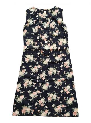60s robe fleurie noir S