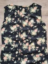 60s robe fleurie noir S