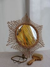 Miroir soleil en osier 