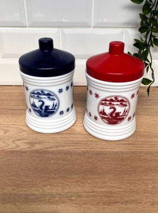 2 pots à épices en verre opalin