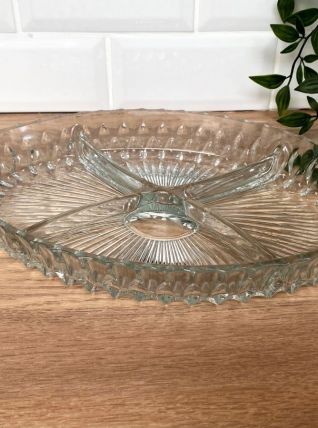 Plat à apéritif à compartiments en verre