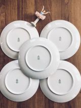 Très joli lot de 5 assiettes à dessert en porcelaine Vintage