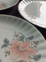 Très joli lot de 5 assiettes à dessert en porcelaine Vintage