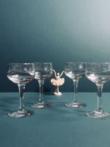 Lot de 4 adorables verres à pied gravés Vintage