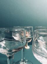 Lot de 4 adorables verres à pied gravés Vintage