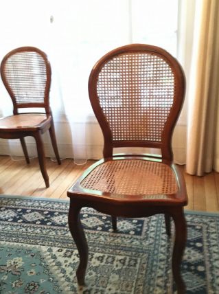 6 chaises hêtre/cannage style louis-philippe