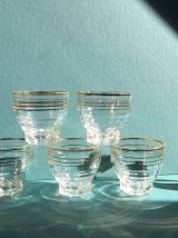 Lot de 5 verres à liseré doré vintage