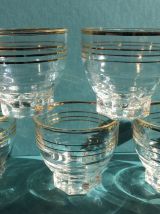 Lot de 5 verres à liseré doré vintage