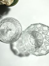 Sucrier, bonbonnière en verre de Reims transparent vintage