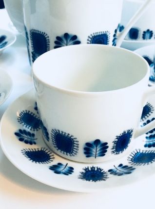 Beau service de 6 tasses, cafetière et pot à lait Vintage