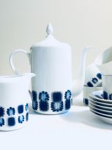 Beau service de 6 tasses, cafetière et pot à lait Vintage
