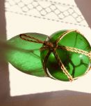 Flotteur de pêche vintage en verre soufflé vert