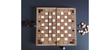 Jeu de dames et backgammon en bois &amp;amp; nacre de voyage
