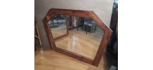 grand miroir asymétrique bois fruitier, chevillié  1970    ,