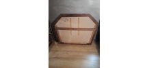 grand miroir asymétrique bois fruitier, chevillié  1970    ,