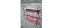 mini  etagere 3 tons  rose montants noire mat  51x50x13 cm  